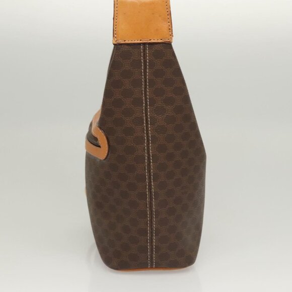 CELINE Macadam Canvas Shoulder Bag PVC Leather Brown Gold Auth 121564 - Picture 4 of 16